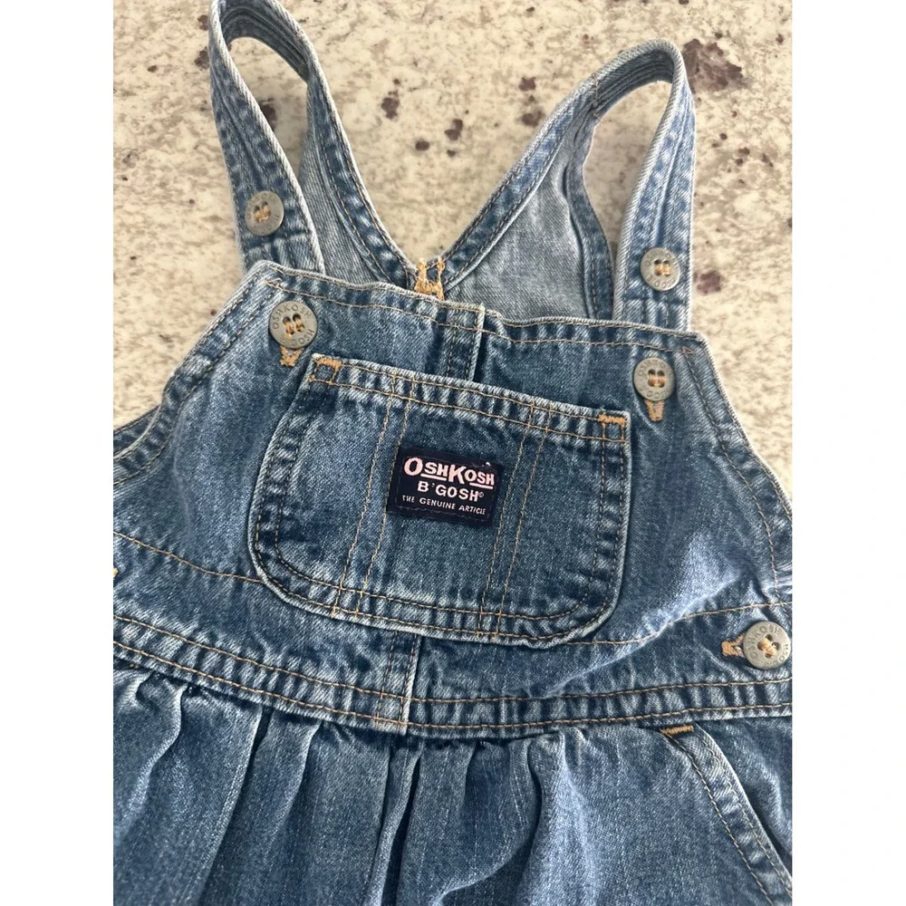 Vintage 90s OshKosh B'gosh Pleated Denim Vestbak Overalls Size 12M